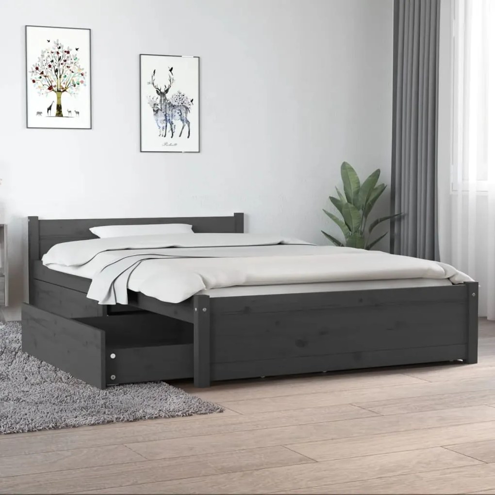 Cadru de pat cu sertare Small Double 4FT, gri, 120x190 cm Gri, 120 x 190 cm