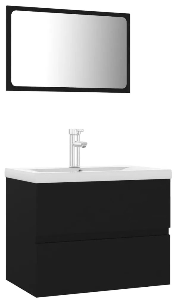 3071676 vidaXL Set mobilier de baie, negru, lemn prelucrat