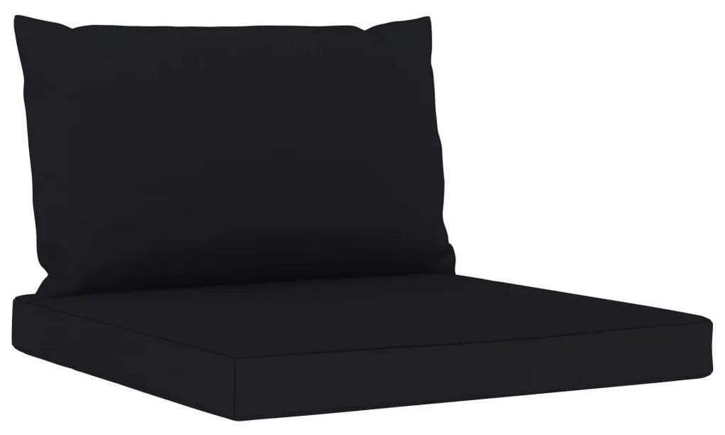Set mobilier de gradina cu perne negre, 8 piese Negru, 3x colt + 3x mijloc + suport pentru picioare + masa, 1