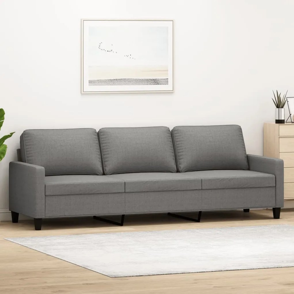 348718 vidaXL Canapea cu 3 locuri, gri închis, 210 cm, material textil