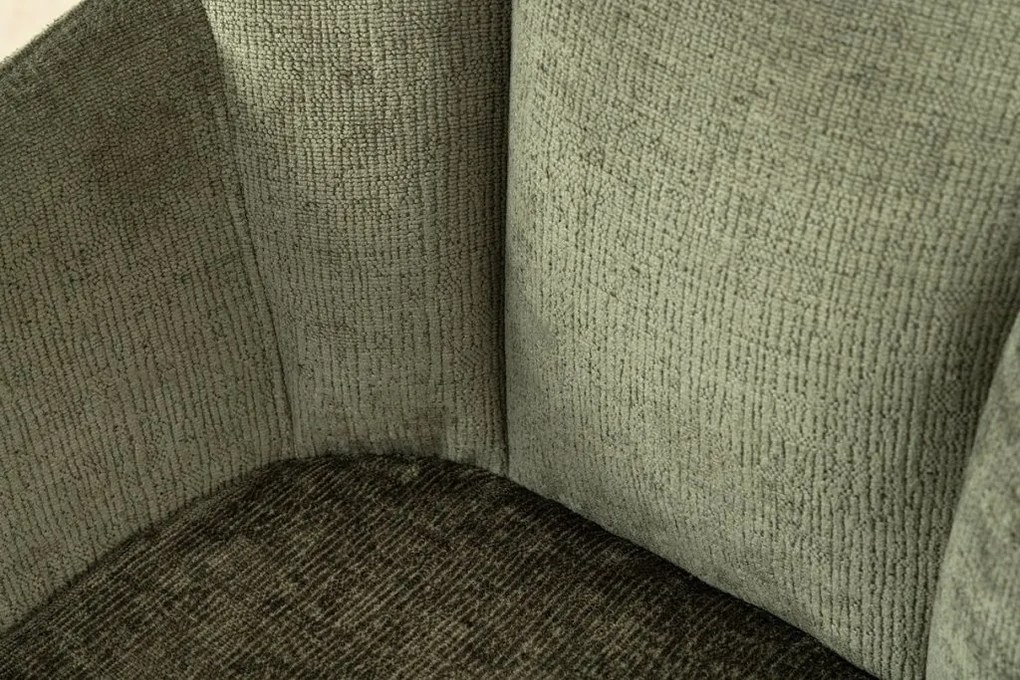 Set de 2 scaune pivotante, Metal Negru, Chenille Verde, AVIGNON A-46472 VC