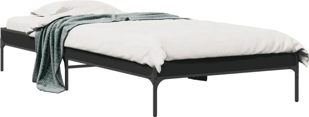 vidaXL Cadru de pat, negru, 90x200 cm, lemn prelucrat și metal