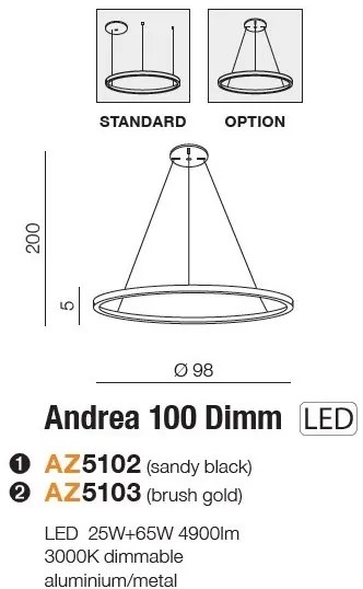 Lustra LED suspendata design modern ANDREA 100 3000K DIMM GO