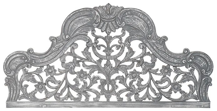 Tablie pentru pat Romance din lemn sculptat antichizat gri 160x80 cm