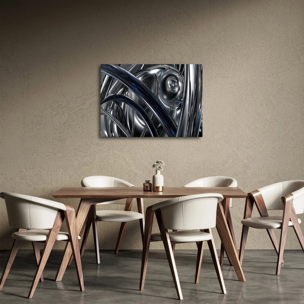 Tabloul cu abstracție gri cu albastru (70x50 cm)