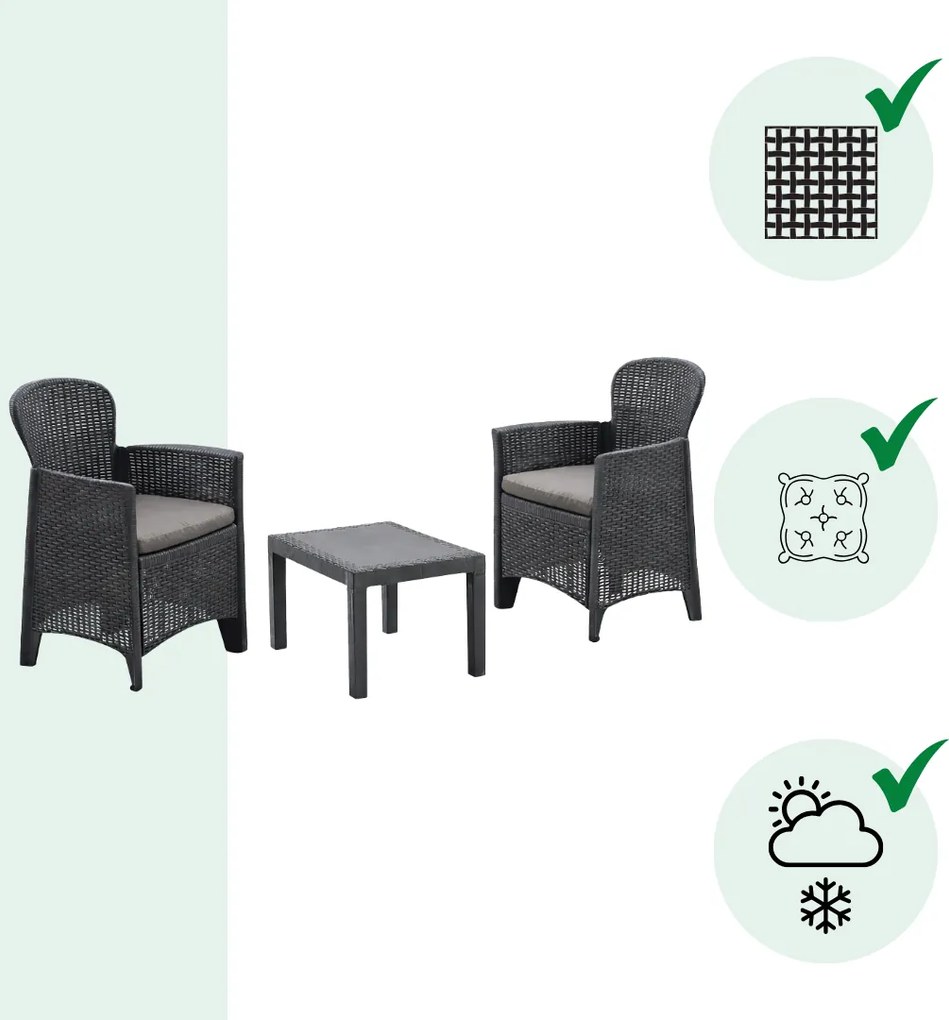 Set grădină AKITA, 3 piese, antracit I.P.A.E-Progarden