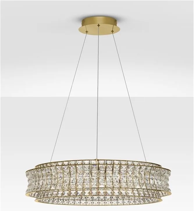 Lustra suspendata LED auriu, cristale sticla CELYSIA 80cm