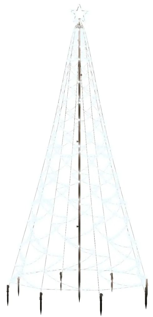 Pom de Craciun cu stalp de metal, 500 LED-uri, alb rece, 3 m 1, Alb rece, 300 cm, zigzag led style