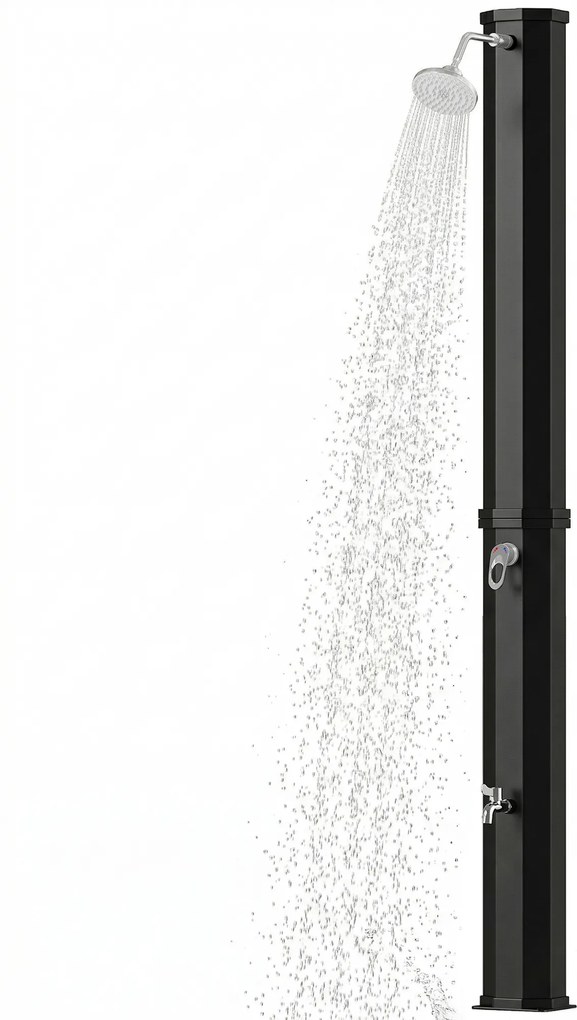 Outsunny Duș solar 60 L duș de grădină cu cap de ploaie reglabil, robinet, temperatură ajustabilă | Aosom Romania