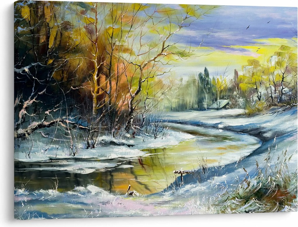 Tablou - Râu de iarnă, pictură în ulei (70x50 cm)
