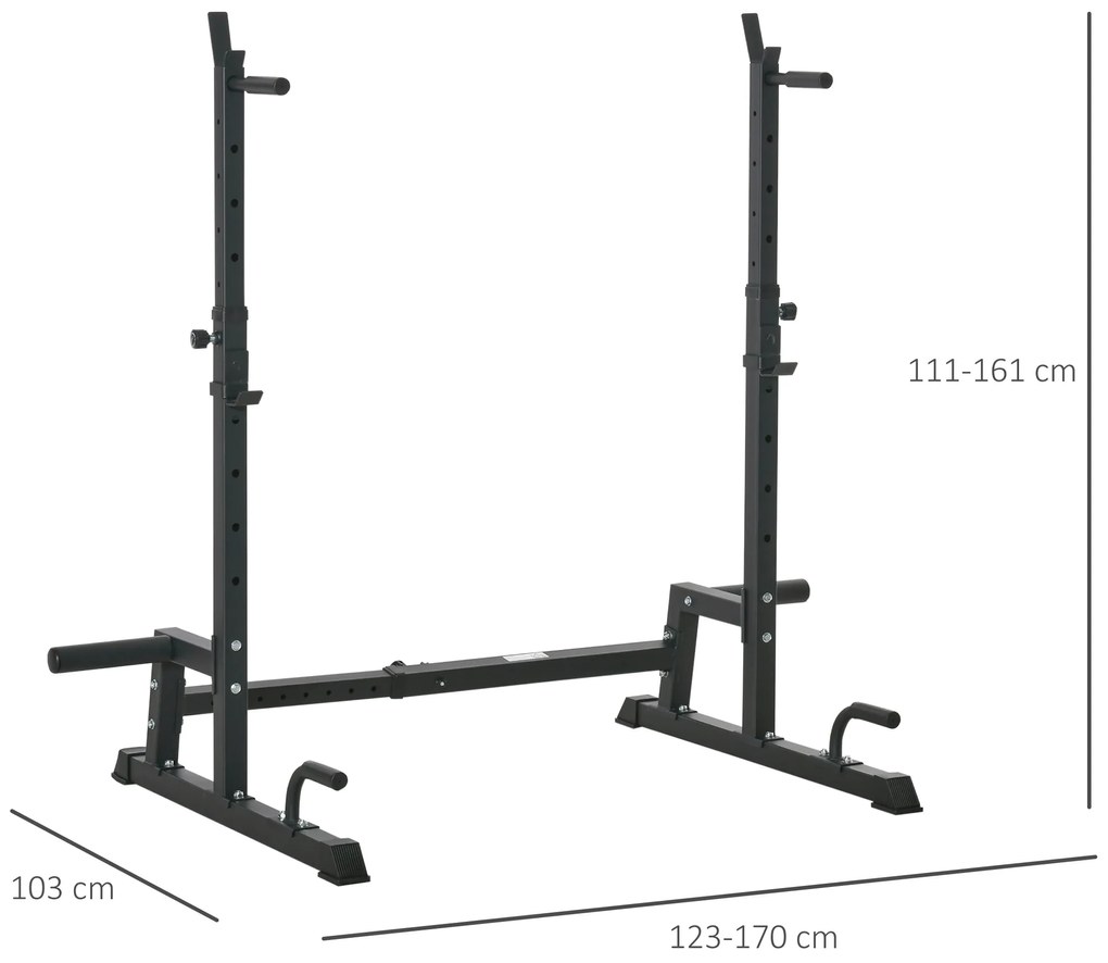 HOMCOM Suport pentru Greutati Multifunctional din Otel, Echipament fitness cu Inaltime si Latime Reglabile, Casa si Sala, Negru | Aosom Romania