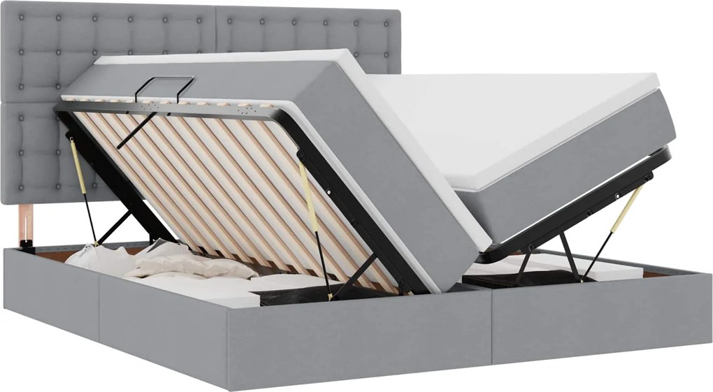 vidaXL Pat cu storage Gri deschis 180 x 200 cm Piele artificială