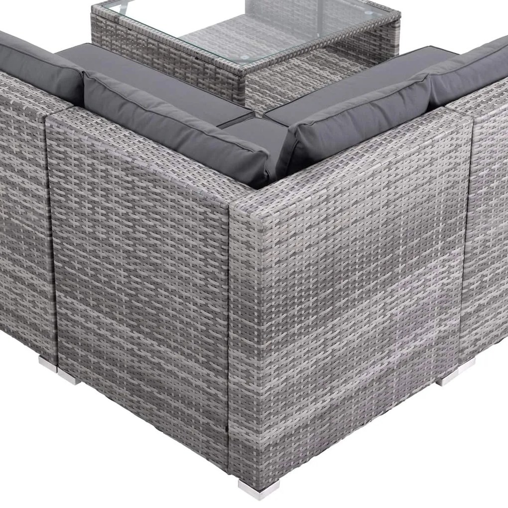 Deuba Set ratan de gradina XXL - perne gri/antracit