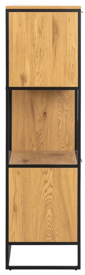 Bibliotecă neagră în decor de stejar 85x141 cm Swindon - Actona