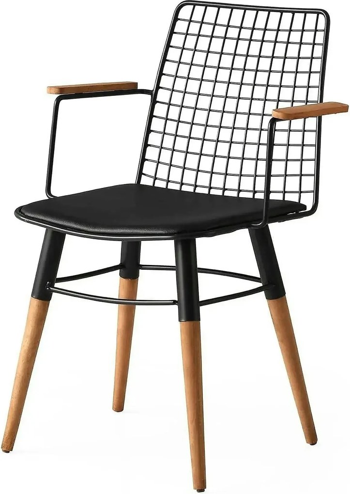 Set 2 scaune TREND 961, negru/nuc, piele ecologica/metal, 43x39x82 cm