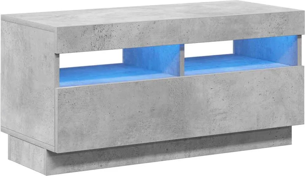 vidaXL Comodă TV cu lumini LED, gri beton, 80x35x40 cm