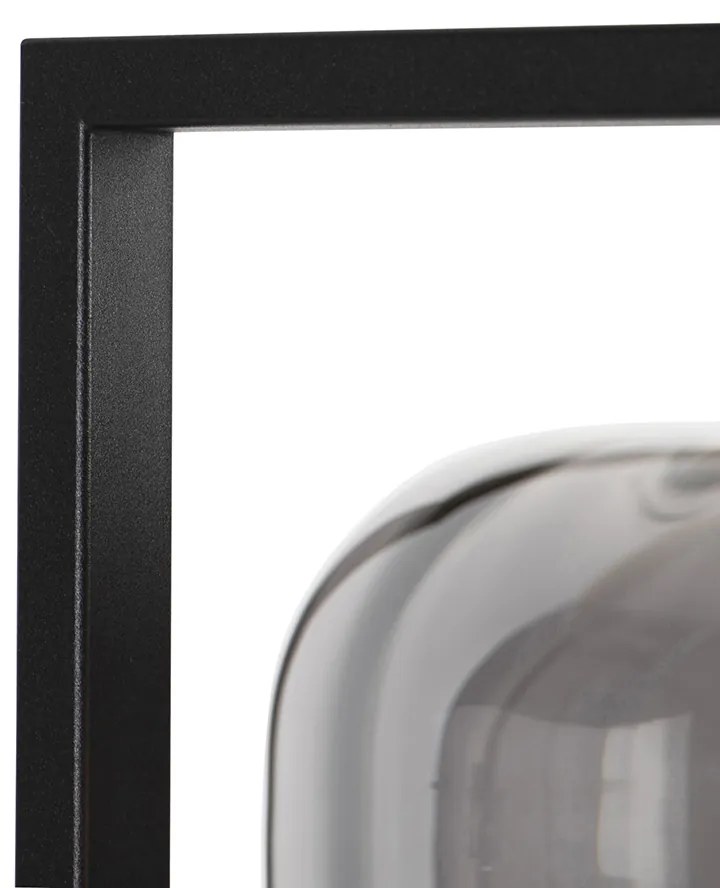 Lampă de podea inteligentă neagră cu sticlă fumurie incl. WiFi ST64 - Qara Down