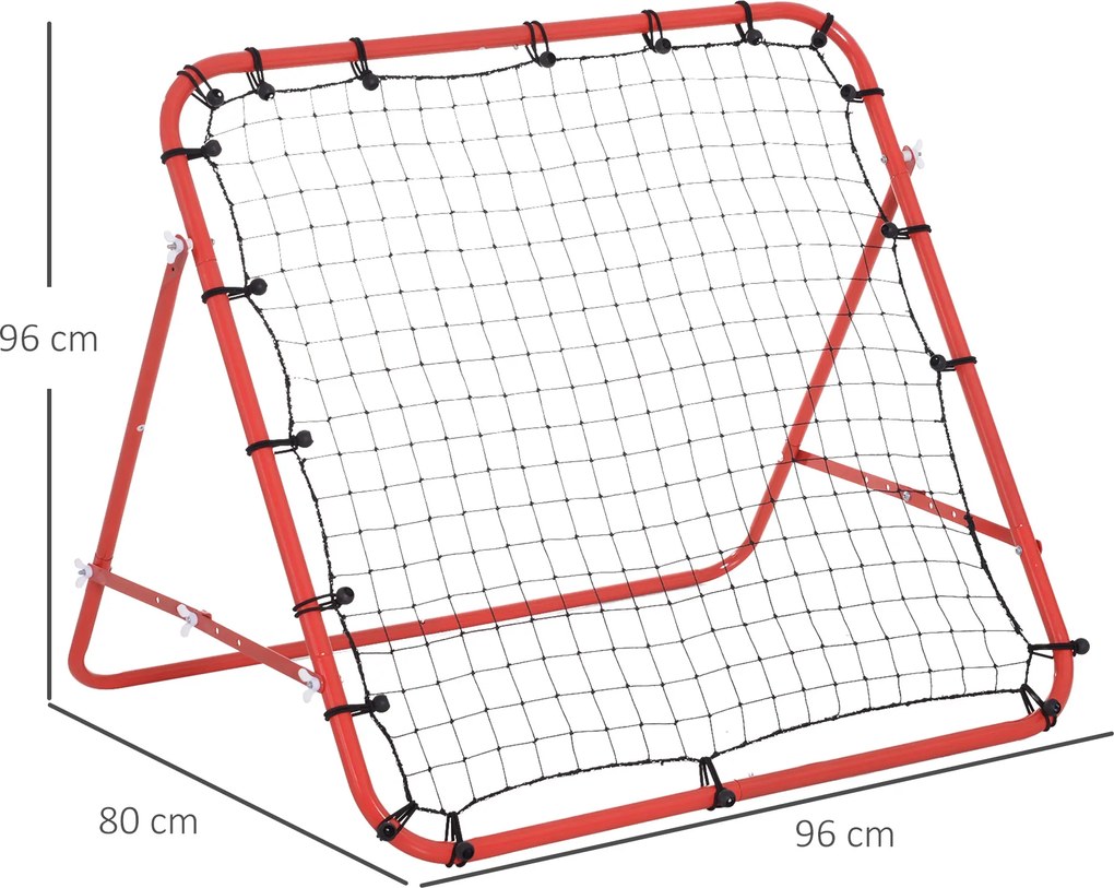 HOMCOM Plasă de revenire din metal unghi reglabil și 20 de corzi elastice pentru antrenament fotbal, tenis, handbal 96x80x96 | Aosom Romania