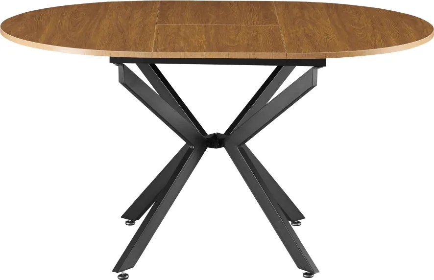 Masă extensibilă de dining, stejar deschis/neagră, 100x100-140x75 cm, ABERO TIP 1