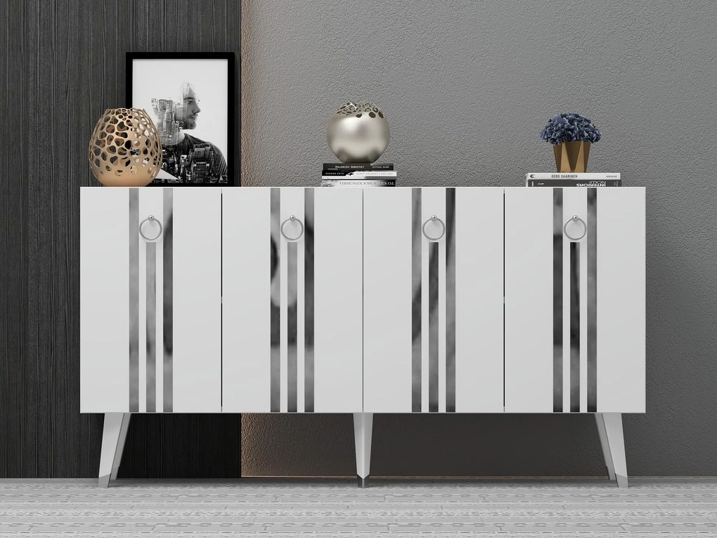 Dulap Pometu (alb + argintiu) . 1093456