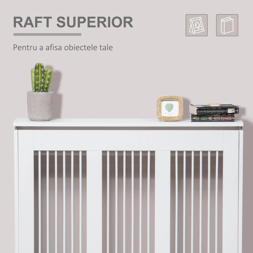 HOMCOM Masca Radiator Moderna din MDF si Otel Alb 90x18x84cm Protectie si Decor pentru Calorifer | Aosom Romania