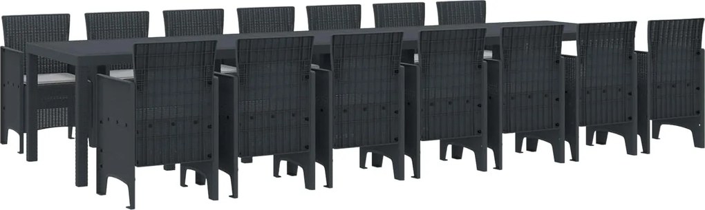 vidaXL Set de masă de grădină cu perne cu pernă 15 pcs Antracit PP
