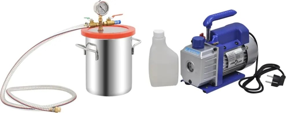 vidaXL Cameră de vid cu pompă cu o singură treaptă, 5,5 L