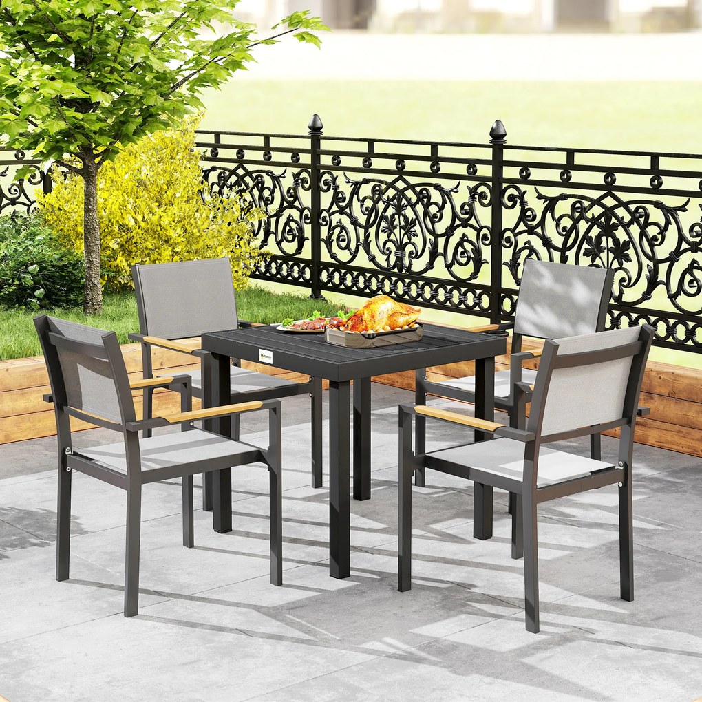 Outsunny Aluminum Outdoor Patio Dining Table for 4 for Garden Lawn Backyard, Natural | Aosom Romania