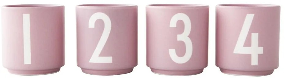 Set de 4 cești roz din imitație de porțelan Design Letters, 0,5 l