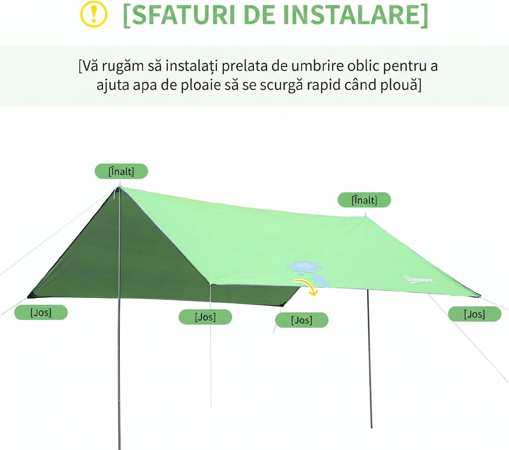 Outsunny Cort de Plajă Portabil cu Protecție UV și Geantă de Transport, 3x3 m, Verde | Aosom Romania