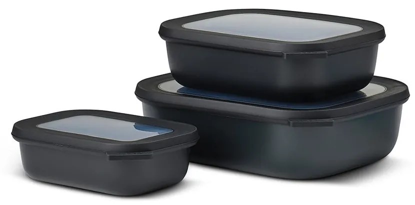 Set 3 recipiente pentru alimente Mepal Cirqula, negru