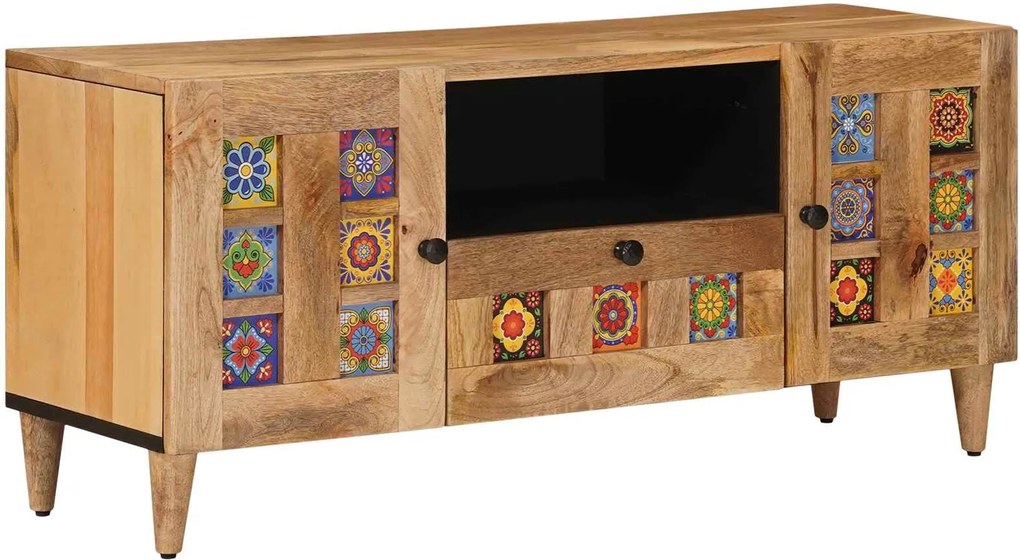 vidaXL Cabinet TV natural 105 x 33,5 x 46 cm Lemn de mango solid