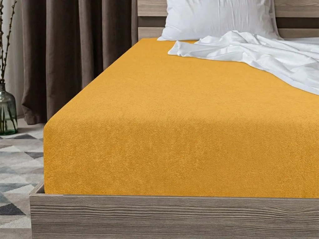 Cearsaf frotté PREMIUM galben-portocaliu 160x200 cm