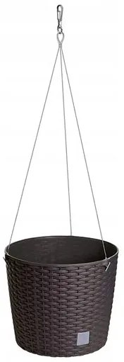 Ghiveci decorativ cu lant, Prosperplast, Rato Round, rotund, maro, 25.6x21.9 cm