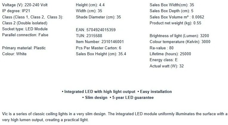 Plafoniera LED stil minimalist Vic 35cm