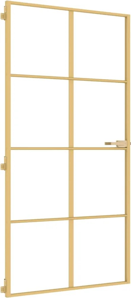 vidaXL Ușă interior Slim auriu 102,5x201,5cm sticlă temperată/aluminiu