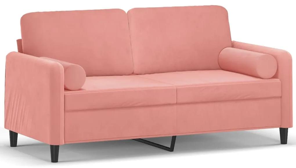 Canapea cu 2 locuri cu pernepernute, roz, 140 cm, catifea Roz, 158 x 77 x 80 cm