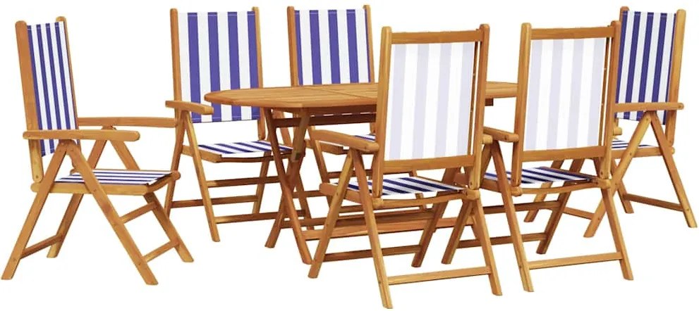 vidaXL Set de masă pentru grădină 7 pcs Albastru și Alb