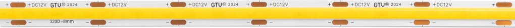 Bandă LED COB Gel Free GTV pentru mobilier, lumină caldă, 480 LED m, 660 lm m, 12V, IP20, 50 m 10 W/m, 12 V, LED Cob, 660 lm/m, Alb cald, 8 mm
