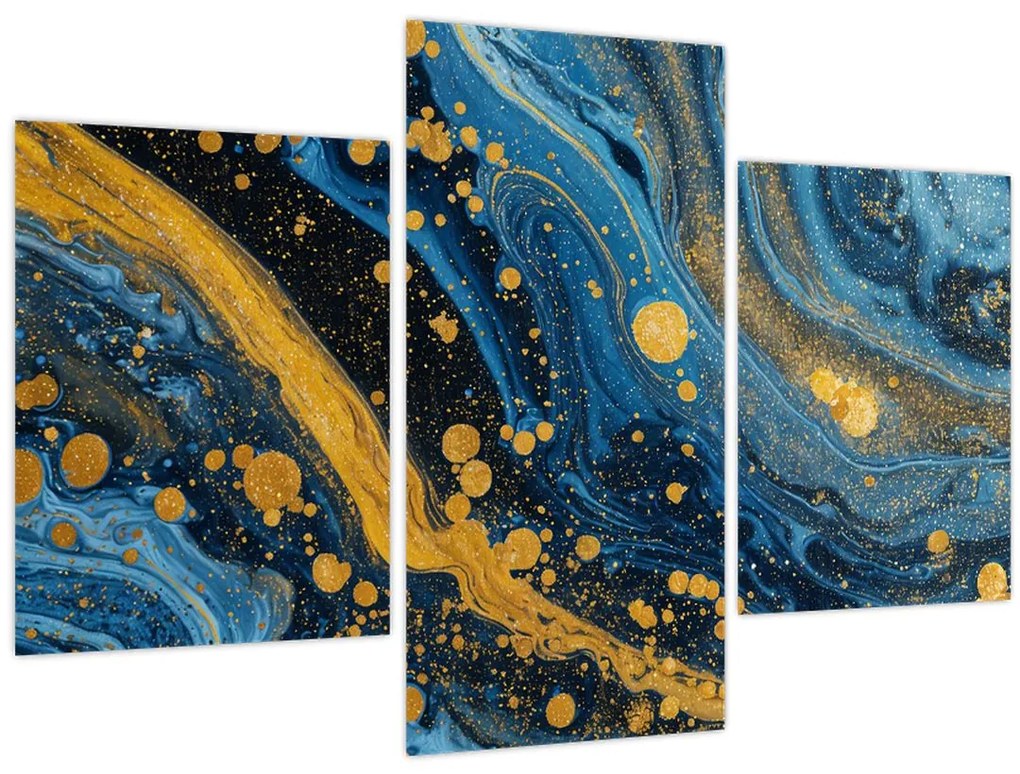 Tablou - Abstracție albastră cu aur (90x60 cm)