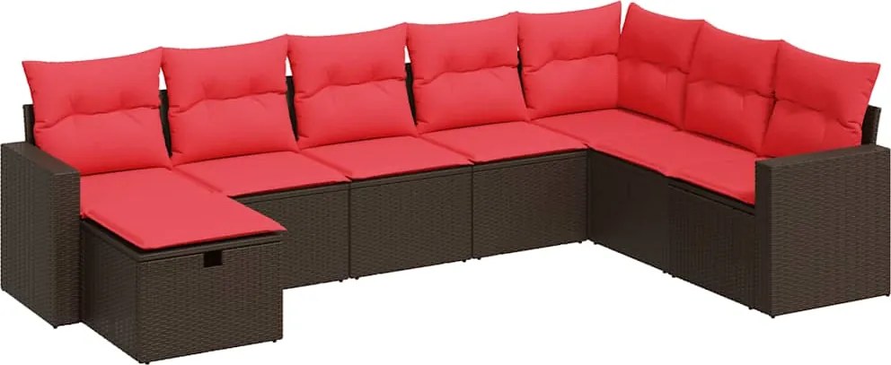 vidaXL Set canapele de grădină cu perne, 8 piese, maro, poliratan