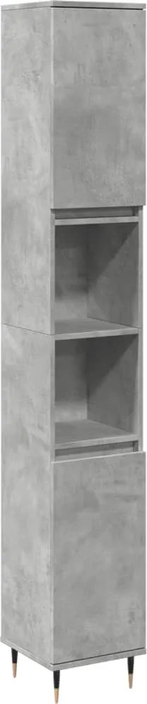 vidaXL Dulap de baie, gri beton, 30x30x190 cm, lemn prelucrat