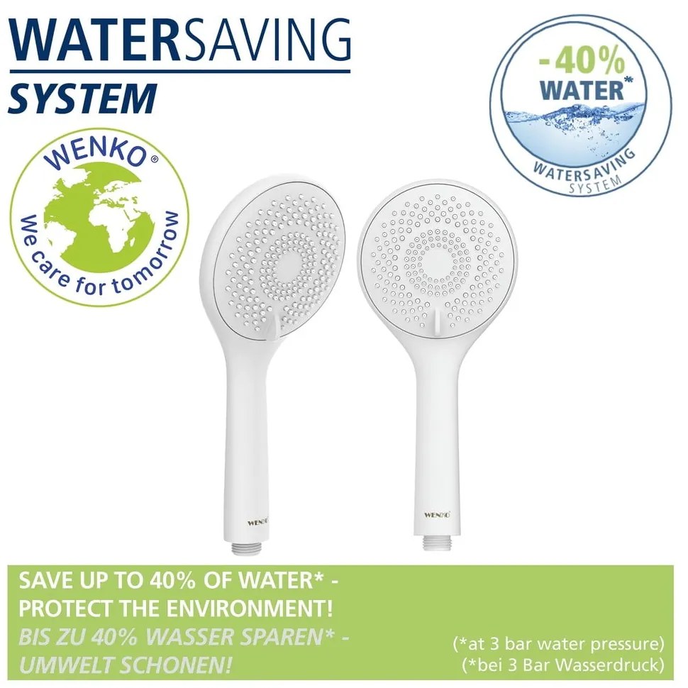 Set de duș alb din oțel inoxidabil 70 cm Watersaving – Wenko