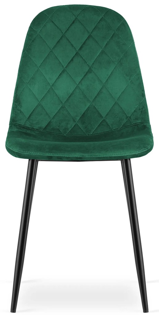 Scaun de masa din catifea Culoare verde cu picioare negre, ASTI