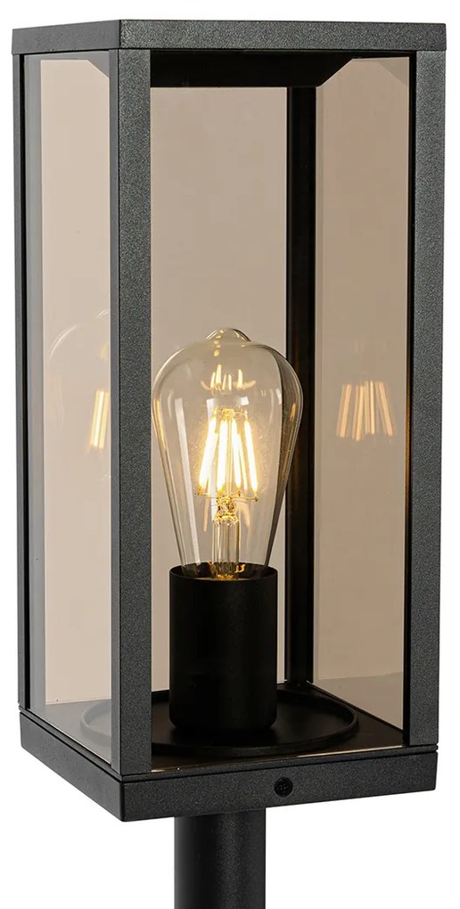 Lampă de exterior cu stativ neagră cu sticlă fumuriu 100 cm IP44 - Charlois