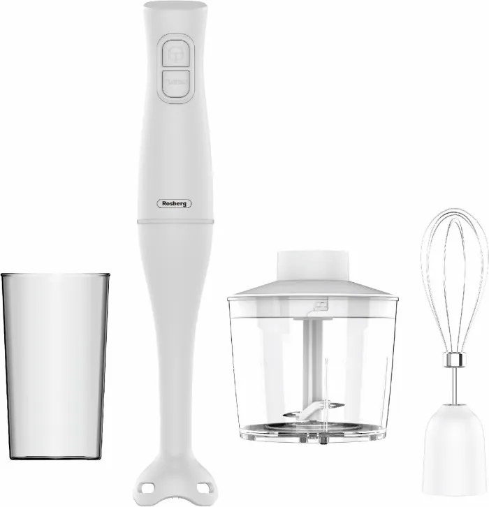 Blender, tocator si mixer 3in1 Rosberg R51112OC, 400 W, 0,7 l, 2 viteze, Tel, Alb