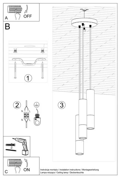 Lustră pe cablu LOOPEZ 3xGU10/40W/230V rotundă neagră/cupru Sollux SL.0949