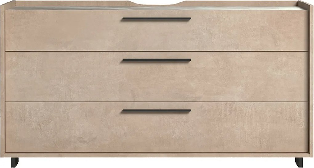 Comodă lemn masiv Sable cu 3 sertare, 150 × 51 × 78 cm