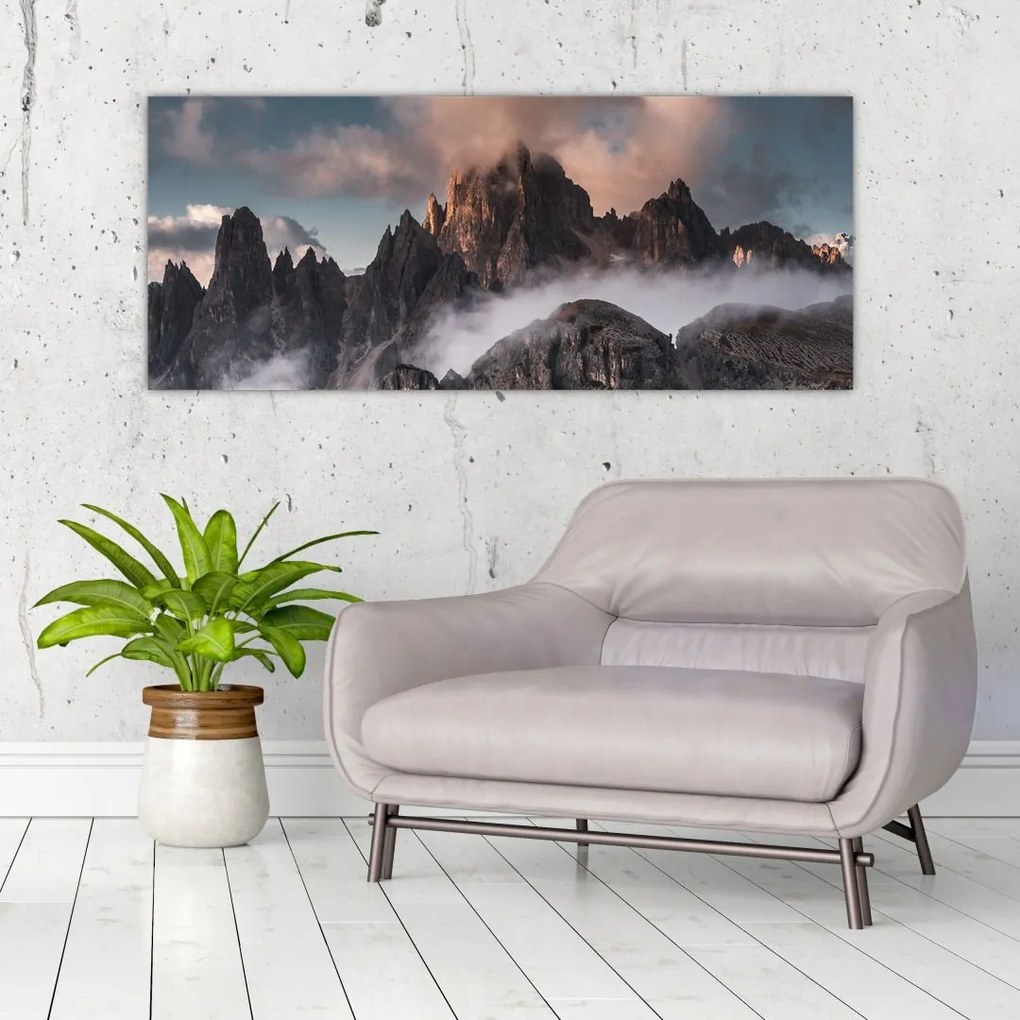 Tablou -  Dolomiți Italieni ascunși în ceață (120x50 cm), în 40 de alte dimensiuni noi