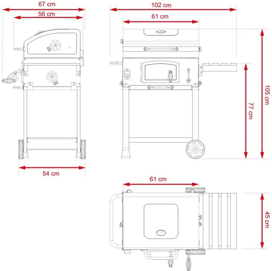 Grătar multifuncțional BBQ Avenberg GENIUS+grătar din fontă+plită+piatră pentru pizza